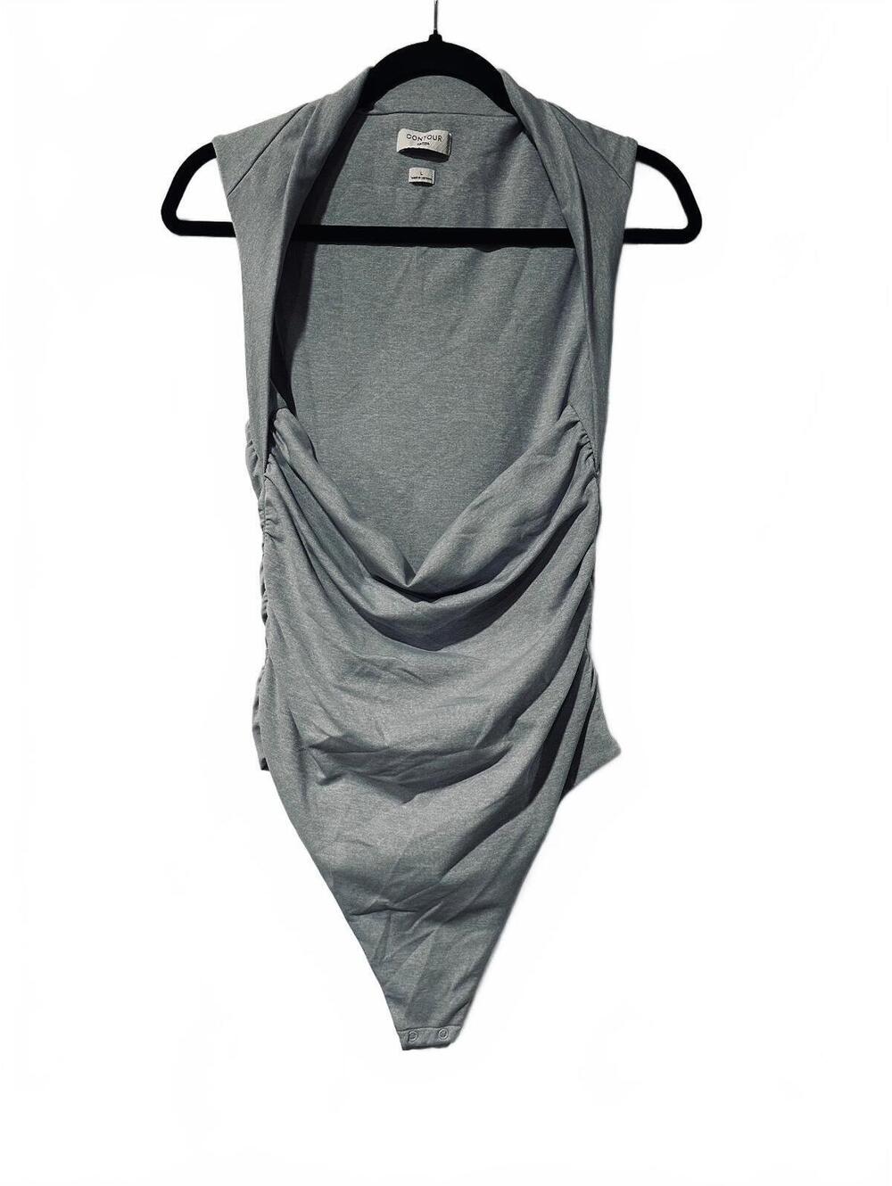 Aritzia Contour gray draped bodysuit